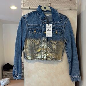 Denim and Gold Metallic Jacket